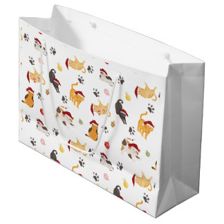 Grand Sac Cadeau Motif de chat de vacances mignon