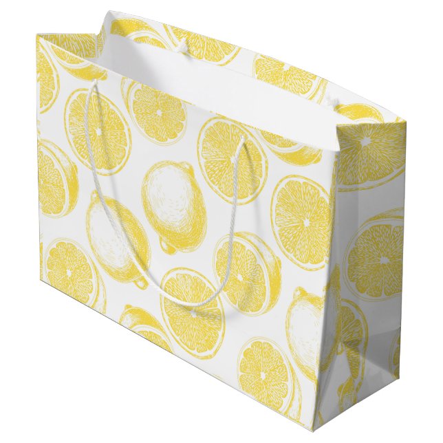Grand Sac Cadeau Motif de citron à main (Dos Angle)