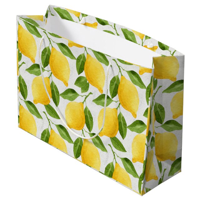 Grand Sac Cadeau Motif de citrons d'aquarelle (Dos Angle)