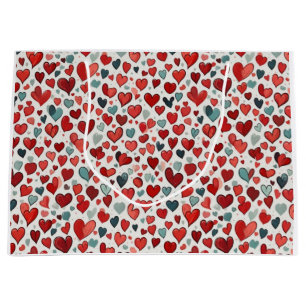 Grand Sac Cadeau Motif de coeur