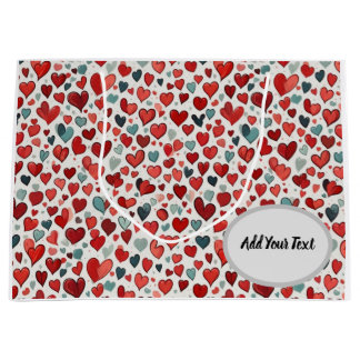 Grand Sac Cadeau Motif de coeur