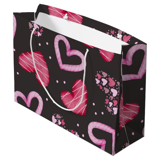 Grand Sac Cadeau Motif de coeur 34 (Dos Angle)