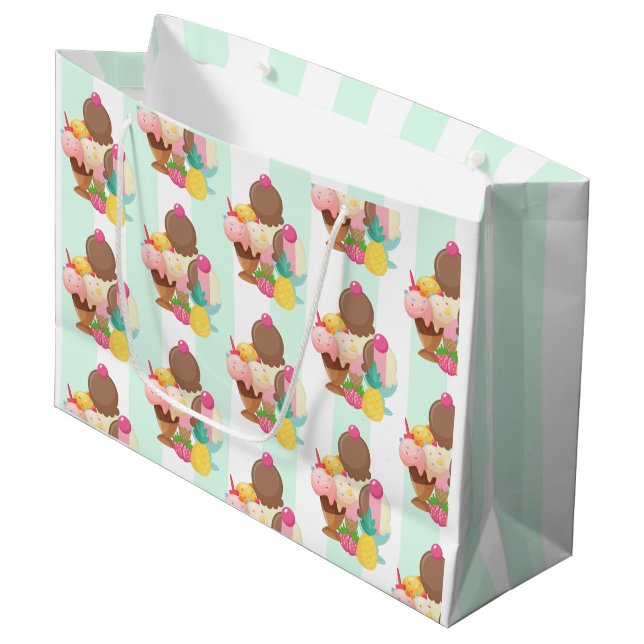 Grand Sac Cadeau Motif de crème glacée mignonne (Devant Angle)