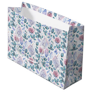 Grand Sac Cadeau Motif de cristaux et de roses de licorne