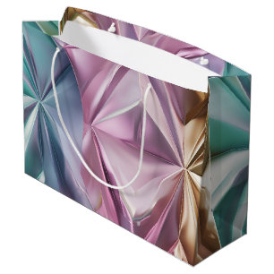 Grand Sac Cadeau Motif de feuille de métal froissée
