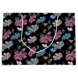 Grand Sac Cadeau Motif de fleurs et de papillons