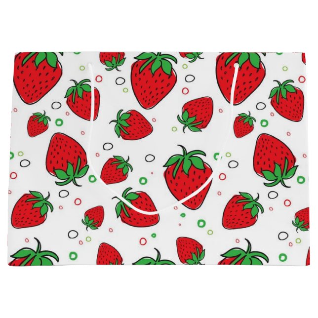 Grand Sac Cadeau Motif de fraises (Devant)