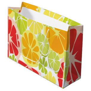 Grand Sac Cadeau Motif de fruits d'agrumes