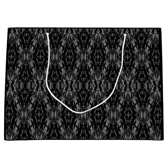 Grand Sac Cadeau Motif de géométrie abstraite gris noir (Devant)