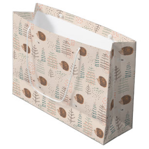 Grand Sac Cadeau Motif de hérisson de bois mignon