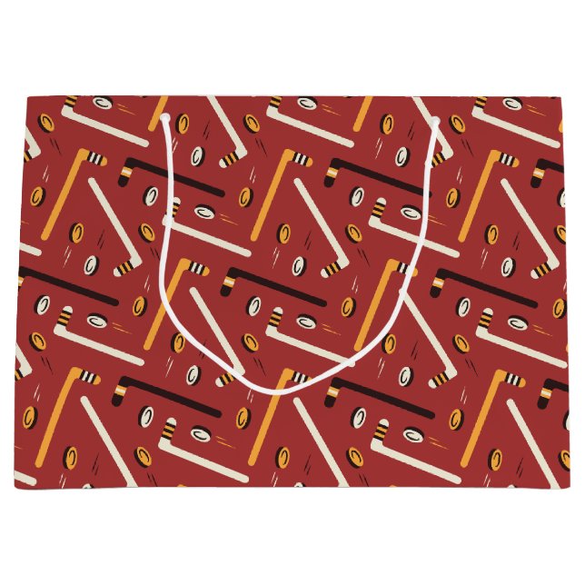 Grand Sac Cadeau Motif de hockey (Devant)