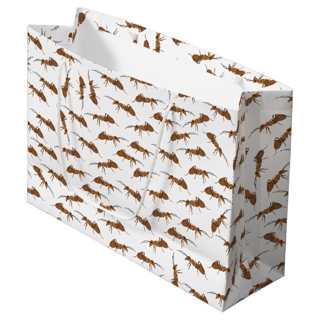 Grand Sac Cadeau Motif de jolies fourmis (Devant Angle)