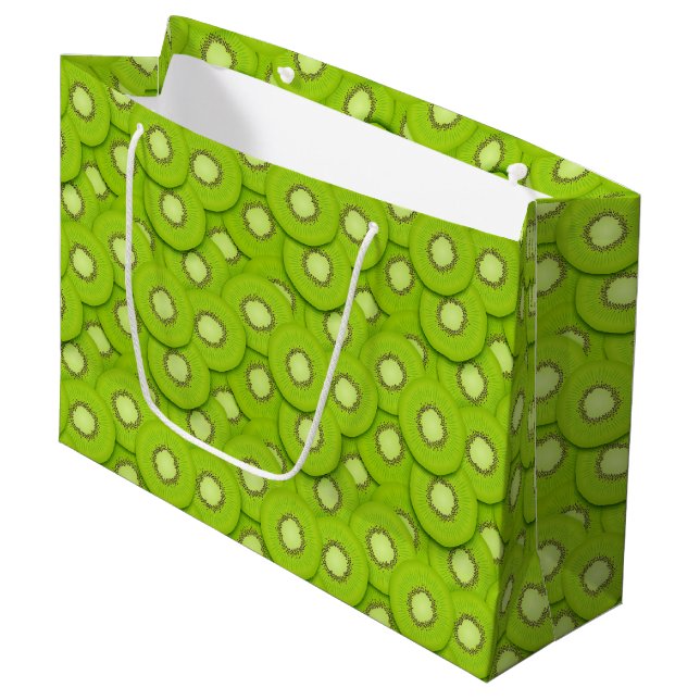 Grand Sac Cadeau motif de la fête des fruits de kiwi carrelé (Devant Angle)