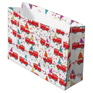 Grand Sac Cadeau Motif de la Fête du Camion Rouge