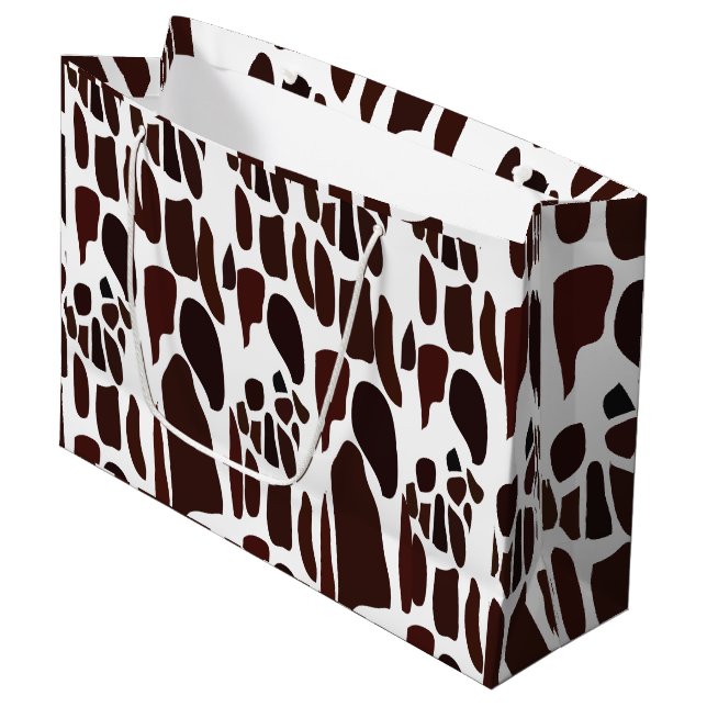 Grand Sac Cadeau Motif de la peau de girafe (Devant Angle)