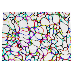 Grand Sac Cadeau Motif de ligne incurvée multicolore