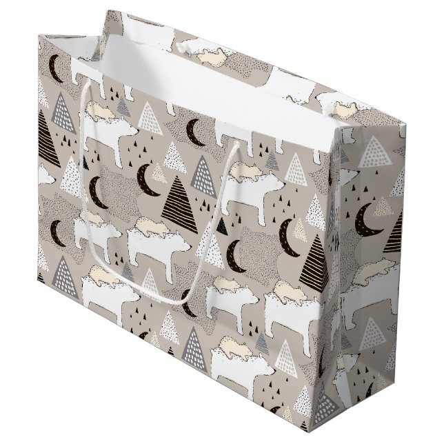 Grand Sac Cadeau Motif de l'ours de bois du mignon Doodland (Devant Angle)