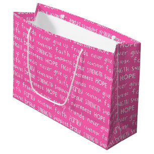 Grand Sac Cadeau Motif de mots pour la sensibilisation au cancer du