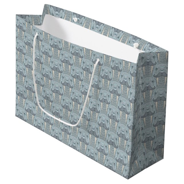 Grand Sac Cadeau Motif de moustache de morse (Devant Angle)