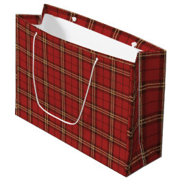 Grand Sac Cadeau Motif de Noël Rouge Plaid -