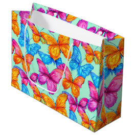 Grand Sac Cadeau Motif de papillons colorés