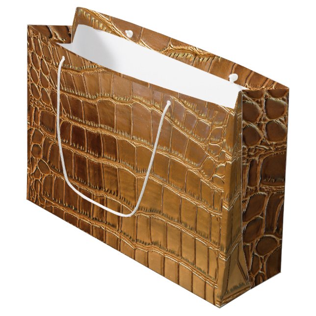 Grand Sac Cadeau Motif de peau d'animal de cuir de crocodile de (Devant Angle)