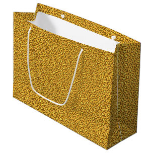 Grand Sac Cadeau motif de peau de léopard jaune brun