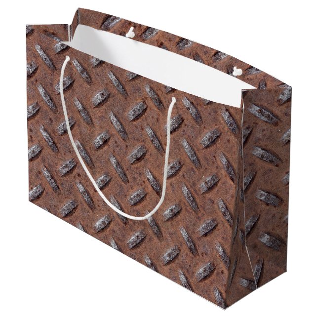 Grand Sac Cadeau Motif de plaque diamant rouillé (Dos Angle)