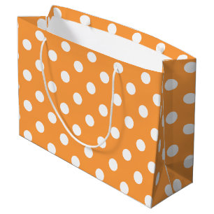 Grand Sac Cadeau Motif de point orange de polka
