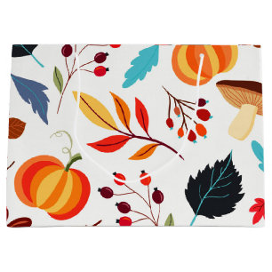 Grand Sac Cadeau motif de récolte d'automne amusant