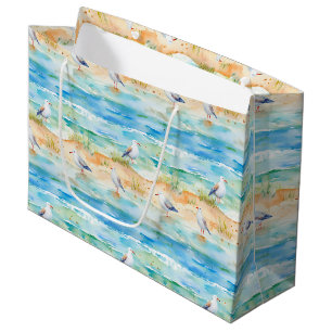 Grand Sac Cadeau Motif de rivage du bécasseau côtier (1)
