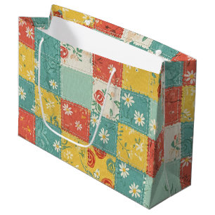 Grand Sac Cadeau Motif de rose printanière pastel