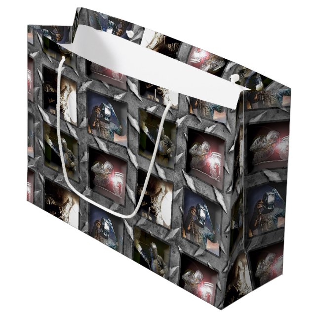 Grand Sac Cadeau Motif de soudure (Devant Angle)
