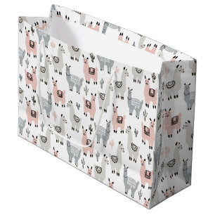 Grand Sac Cadeau Motif de sourire de lamas