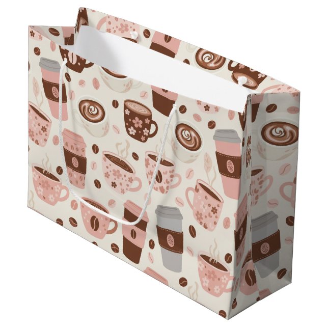 Grand Sac Cadeau Motif de tasse à café cosy (10) (Devant Angle)