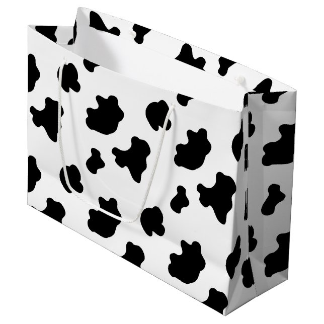 Grand sac cadeau motif de vache country (Devant Angle)