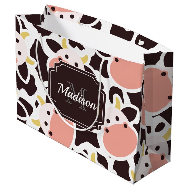 Grand Sac Cadeau Motif de vache mûre (Dos Angle)