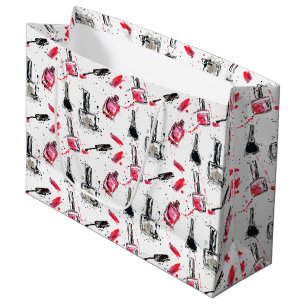 Grand Sac Cadeau Motif de vernis à ongles d'aquarelle
