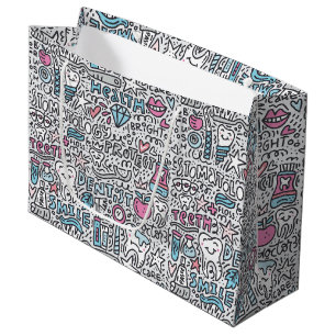 Grand Sac Cadeau Motif dentaire de bande dessinée