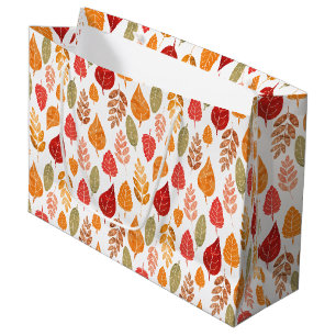 Grand Sac Cadeau Motif des feuilles d'automne peintes
