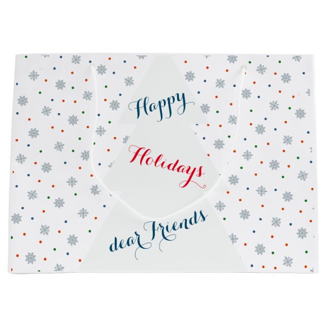 Grand Sac Cadeau Motif des flocons et des points d'hiver (Devant)