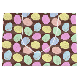 Grand Sac Cadeau Motif des oeufs de Pâques de bonbons