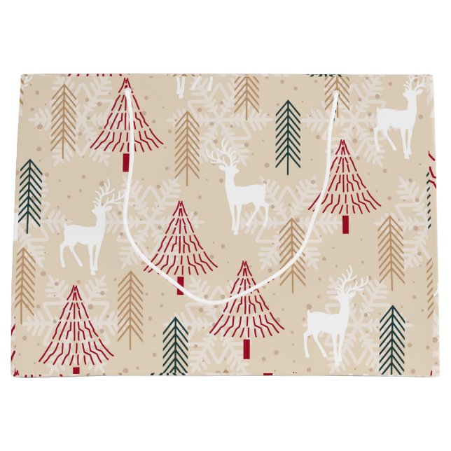 Grand Sac Cadeau Motif des sapins de Noël (Devant)