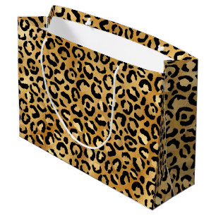 Grand Sac Cadeau Motif Empreinte de léopard sauvage et exotique