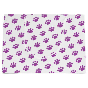 Grand Sac Cadeau Motif Empreinte de patte pourpre