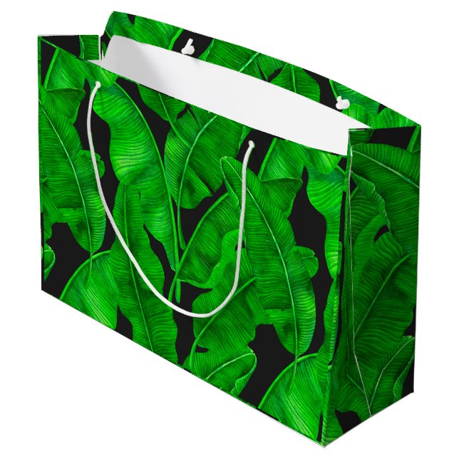 Grand Sac Cadeau Motif feuille de banane (Dos Angle)