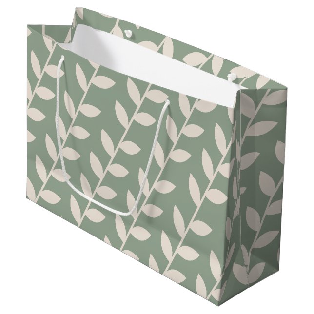 Grand Sac Cadeau Motif feuille les années 70 rétro (Devant Angle)