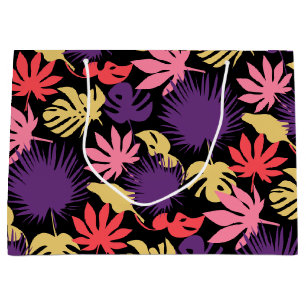 Grand Sac Cadeau Motif feuille tropical sans couture