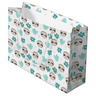 Grand Sac Cadeau Motif floral de paresse douce