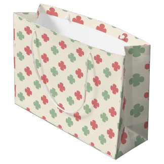 Grand Sac Cadeau Motif floral pastel rose et vert